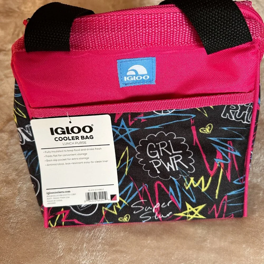 IGLOO Insulated Lunch Bag Cooler Bag Purse Back-to-School Girl Power NWT